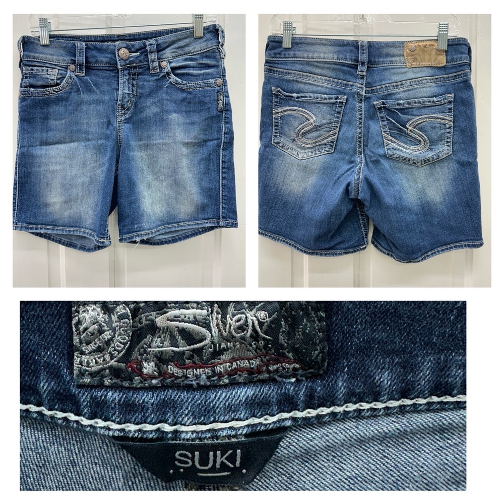 Silver Suki‎ mid thick stitch denim jean shorts women's 27 x 4.5